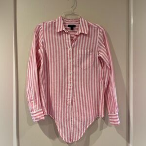 J.Crew Linen stripe tie button down shirt